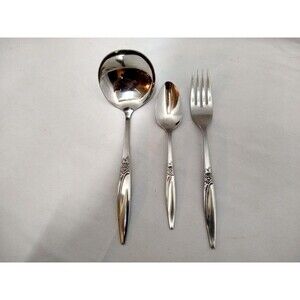 VINTAGE Oneida HIGHLAND ROSE Ladle, Fork and Spoon Stainless Steel (USA)